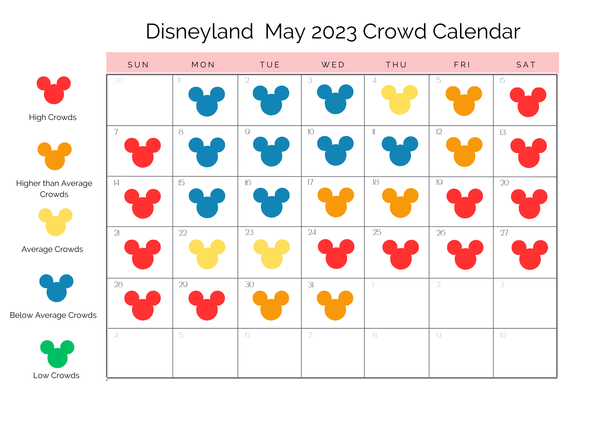 may crowd calendar Disneyland My Main Street Adventures