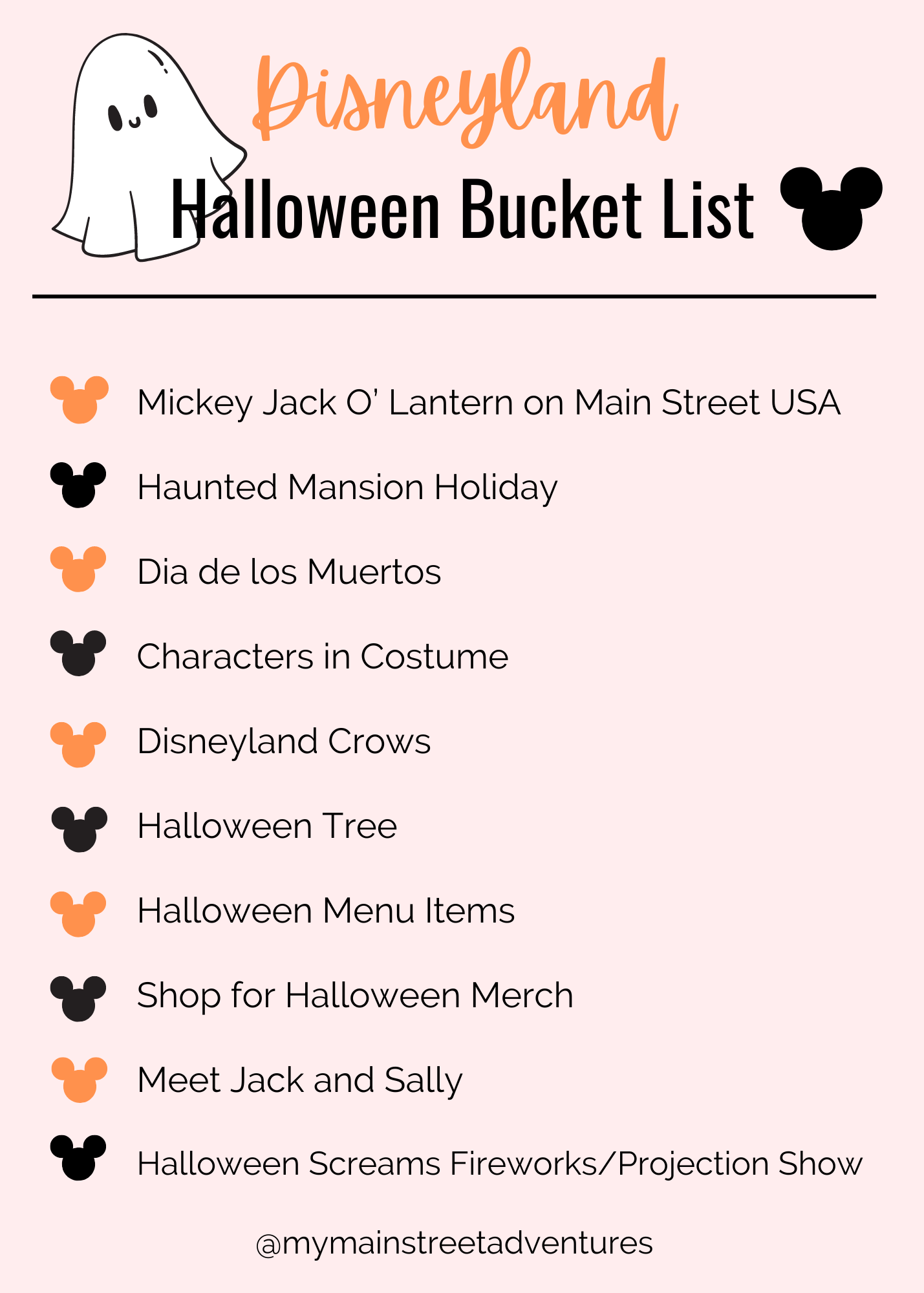 Disneyland Halloween Bucket Lists